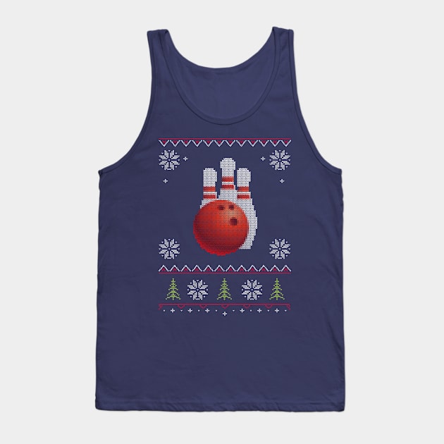 Bowling Ugly Sweater Christmas Tank Top by vladocar